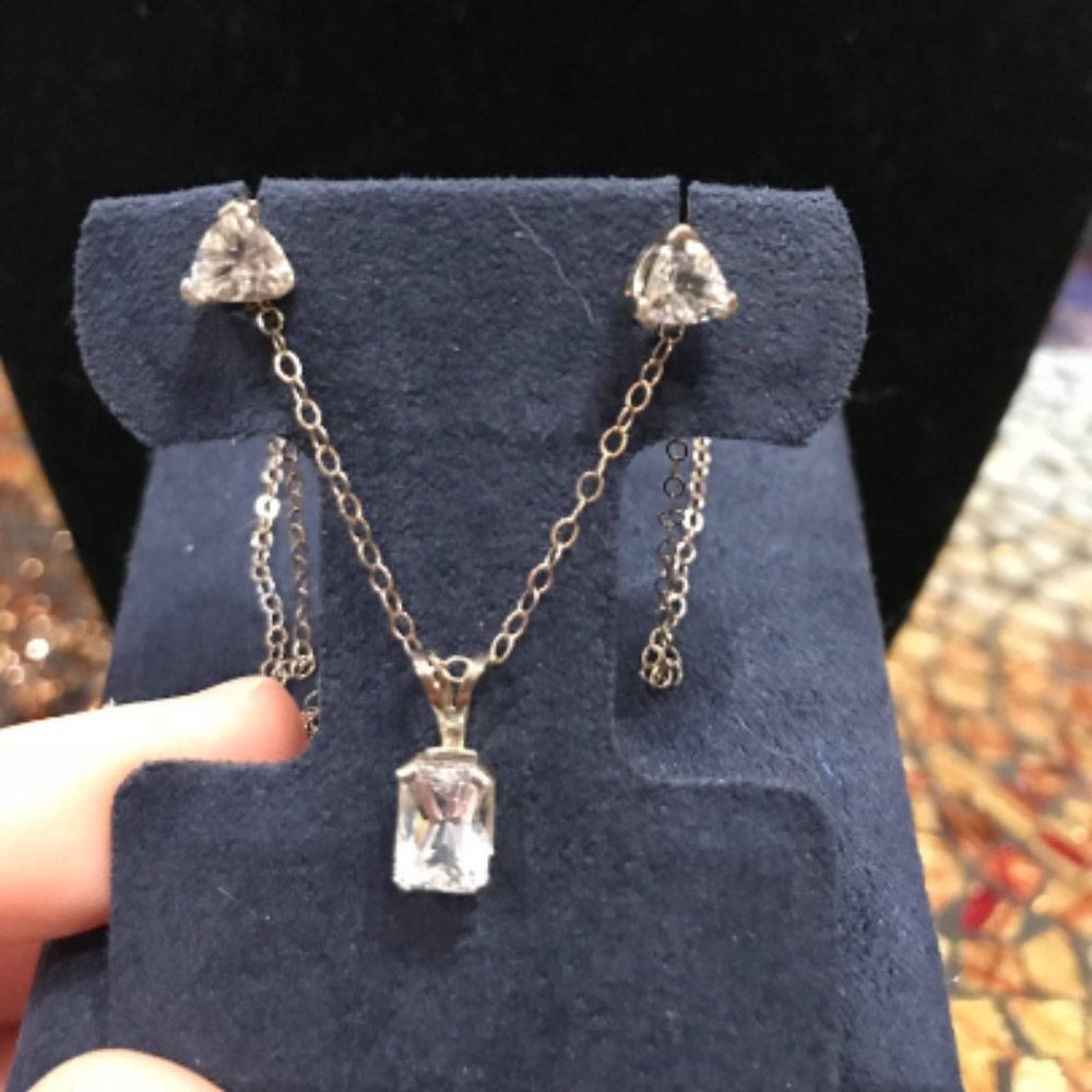 White Topaz Earrings and Necklace Set